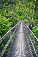 Fototapeta premium Kohaihai Swing Bridge closeup, Heaphy Track, West Coast, New Zealand