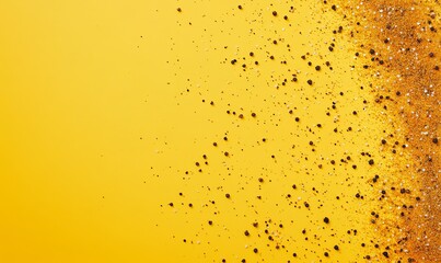 Yellow background with scattered spices; peppercorns, paprika, and grains.