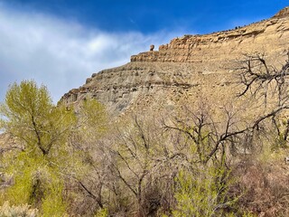 Balanced Rock Against a Spring Sky in Helper Utah.