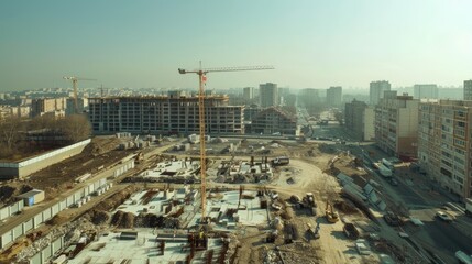 Obraz premium Construction Site Aerial View