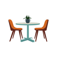 Fototapeta premium Modern white table with legs and free space. Blue wall texture in background.