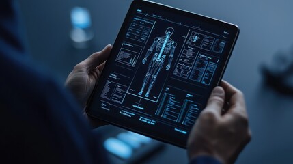 Fototapeta premium Digital health monitoring on a tablet