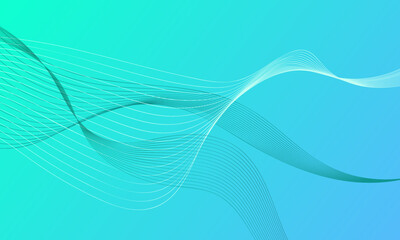 Obraz premium green blue smooth lines wave curves on soft gradient abstract background