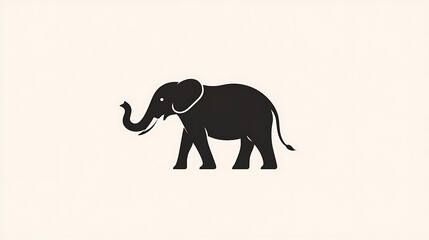 Obraz premium Elegant Black Silhouette Of A Walking Elephant