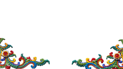 This image captures a colorful and intricate mosaic artwork on a white background. The symmetrical placement of the mosaic designs on the bottom corners creates a decorative and vibrant border, highli