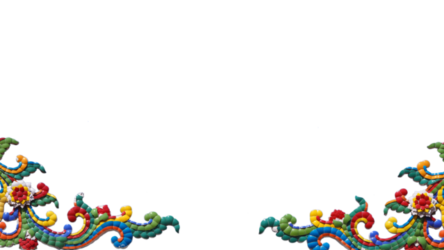 This image captures a colorful and intricate mosaic artwork on a white background. The symmetrical placement of the mosaic designs on the bottom corners creates a decorative and vibrant border, highli