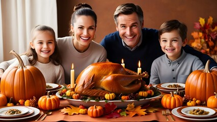 A warm and inviting scene of a happy family in thanksgiving