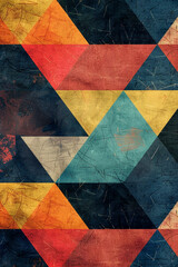 Vibrant geometric iPhone wallpaper featuring colorful triangles and hexagons in a modern abstract design made with generative ai