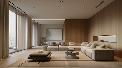 Designing a Cozy and Sleek Living Room with Minimalist Interior and Modern Furniture in Ultra-Realistic Detail Using Generative AI
