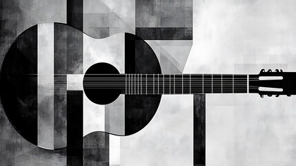 Fototapeta premium Abstract Black And White Acoustic Guitar Artwork
