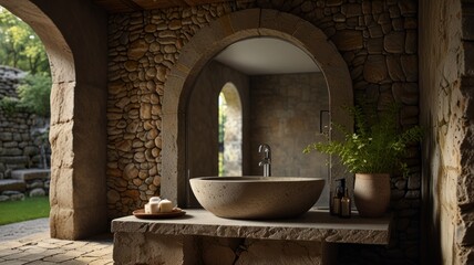 Rustic Stone Bathroom Vanity