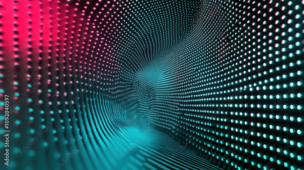 Aufkleber Abstract visualization of flowing lines with dots in vibrant colors.