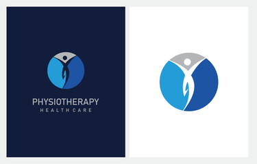Physiotherapy sign osteopathy human health care logo design vector