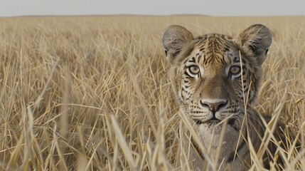 The tiger was lurking in the grassl