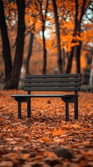 Bedroom bench isolated on autumn background