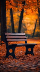 Bedroom bench isolated on autumn background