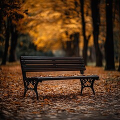 Bedroom bench isolated on autumn background