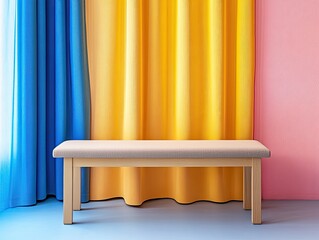 Bedroom bench isolated on colorful background