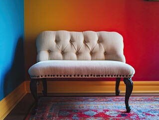 Bedroom bench isolated on colorful background