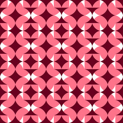 Fototapeta premium Seamless pattern with geometric motifs in three colors, pink tones