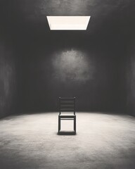 Minimalistic Room with Single Chair in Empty Space