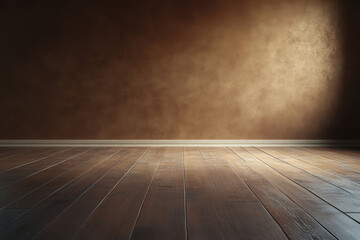 warm, elegant dark tan room with wooden flooring and textured walls, perfect for various design styles