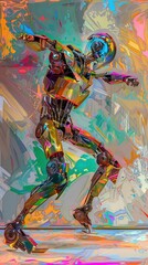 Fototapeta premium Portray the essence of robotic dance in impressionism
