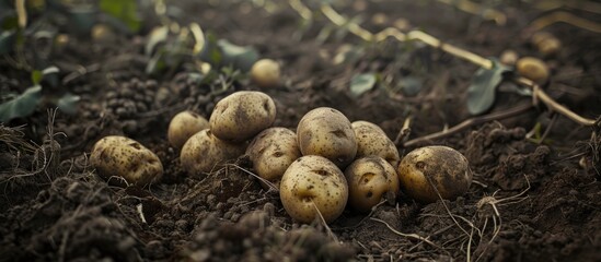 Close-up of Potatoes in a Field