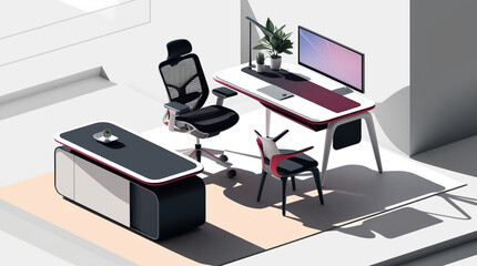 Fototapeta premium Isometric illustration of office furniture supplies,