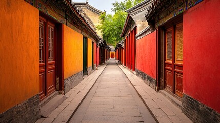 Fototapeta premium Hutongs of Beijing, narrow alleys with traditional courtyard houses