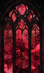 Naklejka premium Stunning red stained glass window design.