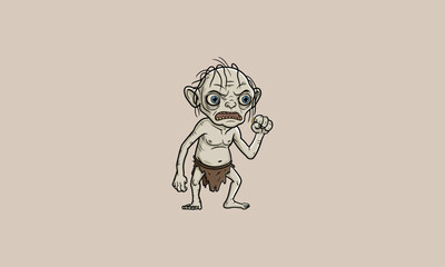 Fototapeta premium Cartoon creature holding a golden ring with a grin
