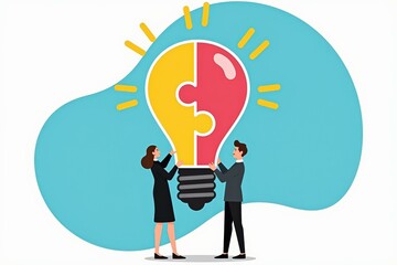 Collaborative Innovation Lightbulb Idea Brainstorming Teamwork Concept for Business Success