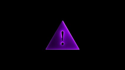 Fototapeta premium glowing neon warning attention. icon animation on black background. danger road warning sign sign symbol. 