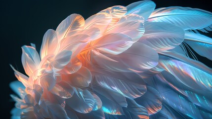 Obraz premium digital technology colorful holographic feather illustration poster background
