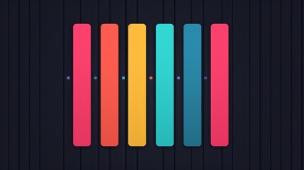 Fototapeta premium Colorful vertical bars on a dark background.