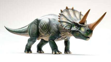 Green Triceratops, full-body, white background