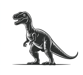 Obraz premium black silhouette style on a white background, full-body dinosaur T-Rex side view