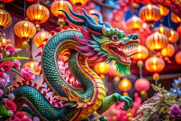 Obraz premium Captivating Lunar New Year Dragon Clipart for Fashion Photography Celebrations, Featuring Vibrant Colors and Intricate Designs, Perfect for Cultural Events and Festive Promotions