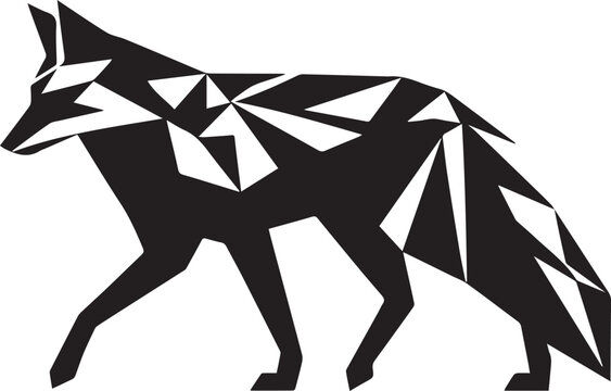 A geometric fox silhouette walking stealthily vector