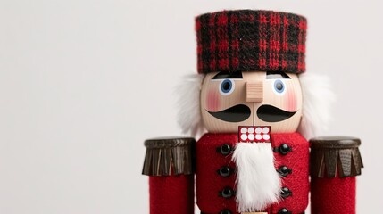 Decorative nutcracker figurine in festive attire.