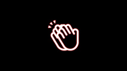 Obraz premium Waving hand emoji animation on transparent background ,ated Linear Symbol, Isolated on Black, 4K Ultra