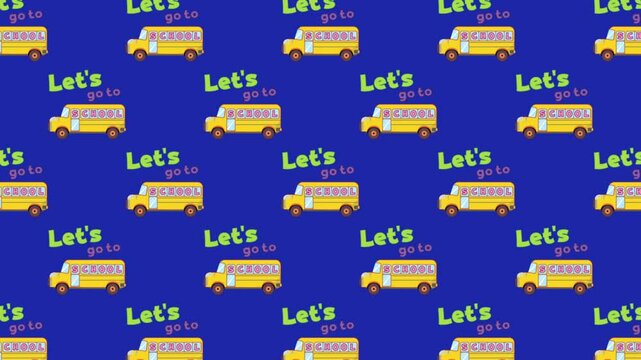 animated buss school seamless pattern on solid color background