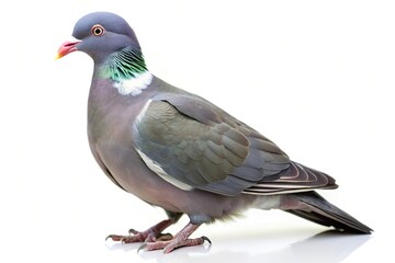 Fototapeta premium Wood pigeon Columba palumbus isolated on white background Medium Shot
