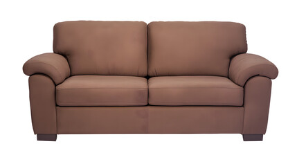 A mauve sofa sits against a black background. The sofa is a two-seater, with rounded arms and a simple design.