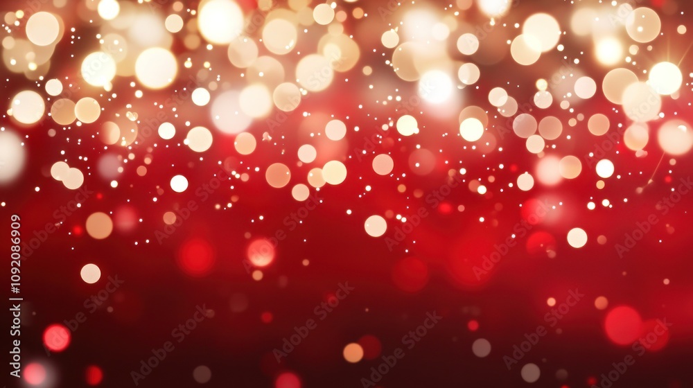 Poster a vibrant background of red and gold bokeh lights, perfect for festive occasions.