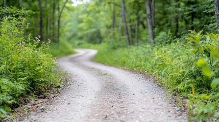 Obraz premium Winding nature trail journey serene forest landscape photography lush environment close-up viewpoint