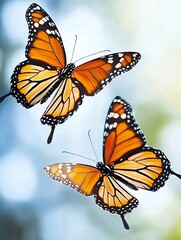 Fototapeta premium Two Monarch Butterflies in Flight.
