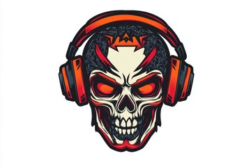 Fototapeta premium A stylized skull wearing headphones, combining music and edgy design elements.