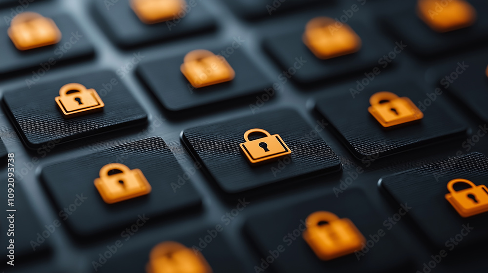 Poster creative representation of cybersecurity training with padlock icons
